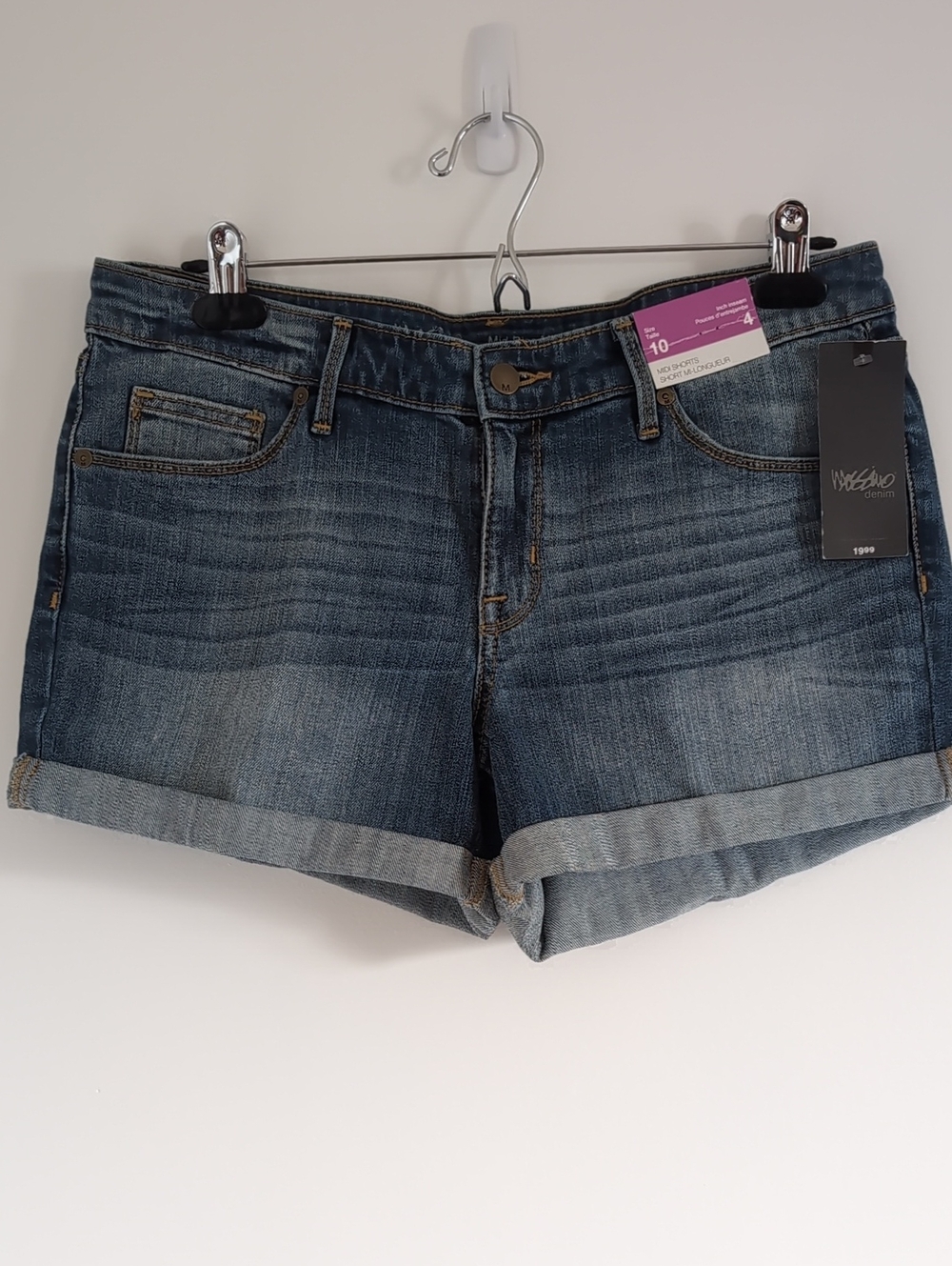 Massimo Medium-Dark Blue Rolled Cuff Denim Shorts